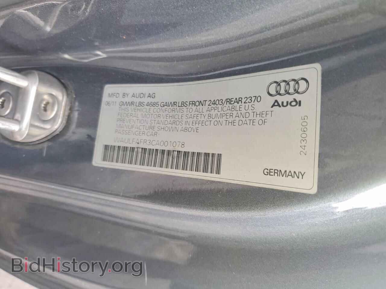 2012 AUDI A5 - VIN: WAULFAFR3CA001078 - Фото 12