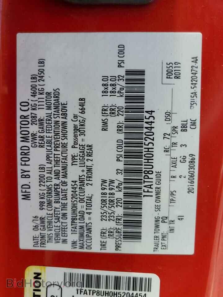 2017 FORD ALL Models - VIN: 1FATP8UH0H5204454 - Фото 12