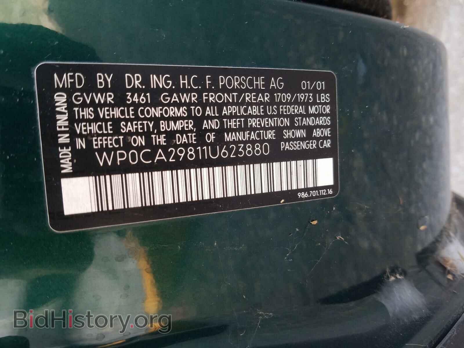 2001 PORSCHE BOXSTER - VIN: WP0CA29811U623880 - Фото 10