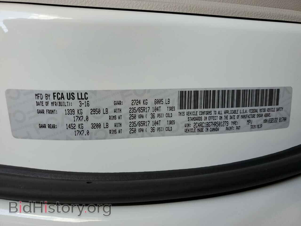 2017 CHRYSLER PACIFICA - VIN: 2C4RC1BG7HR501273 - Photo 10