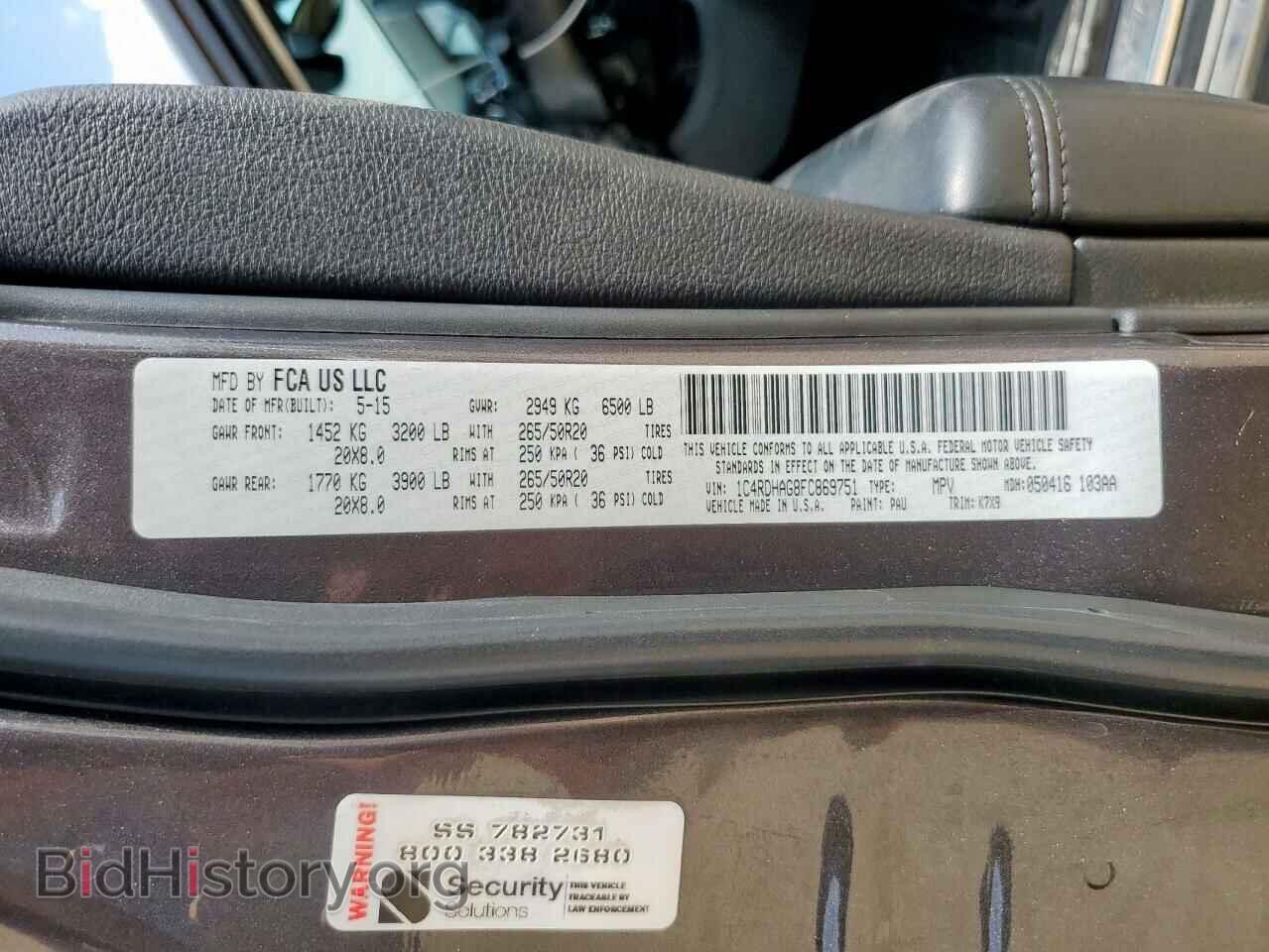 2015 DODGE DURANGO - VIN: 1C4RDHAG8FC869751 - Photo 13