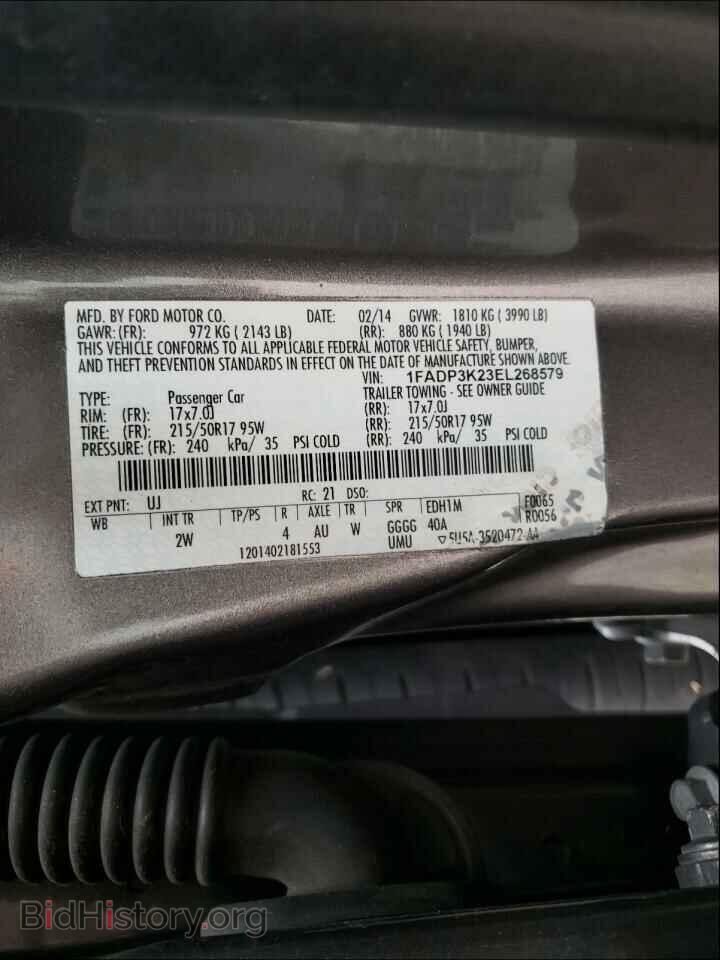 2014 FORD FOCUS - VIN: 1FADP3K23EL268579 - Фото 10