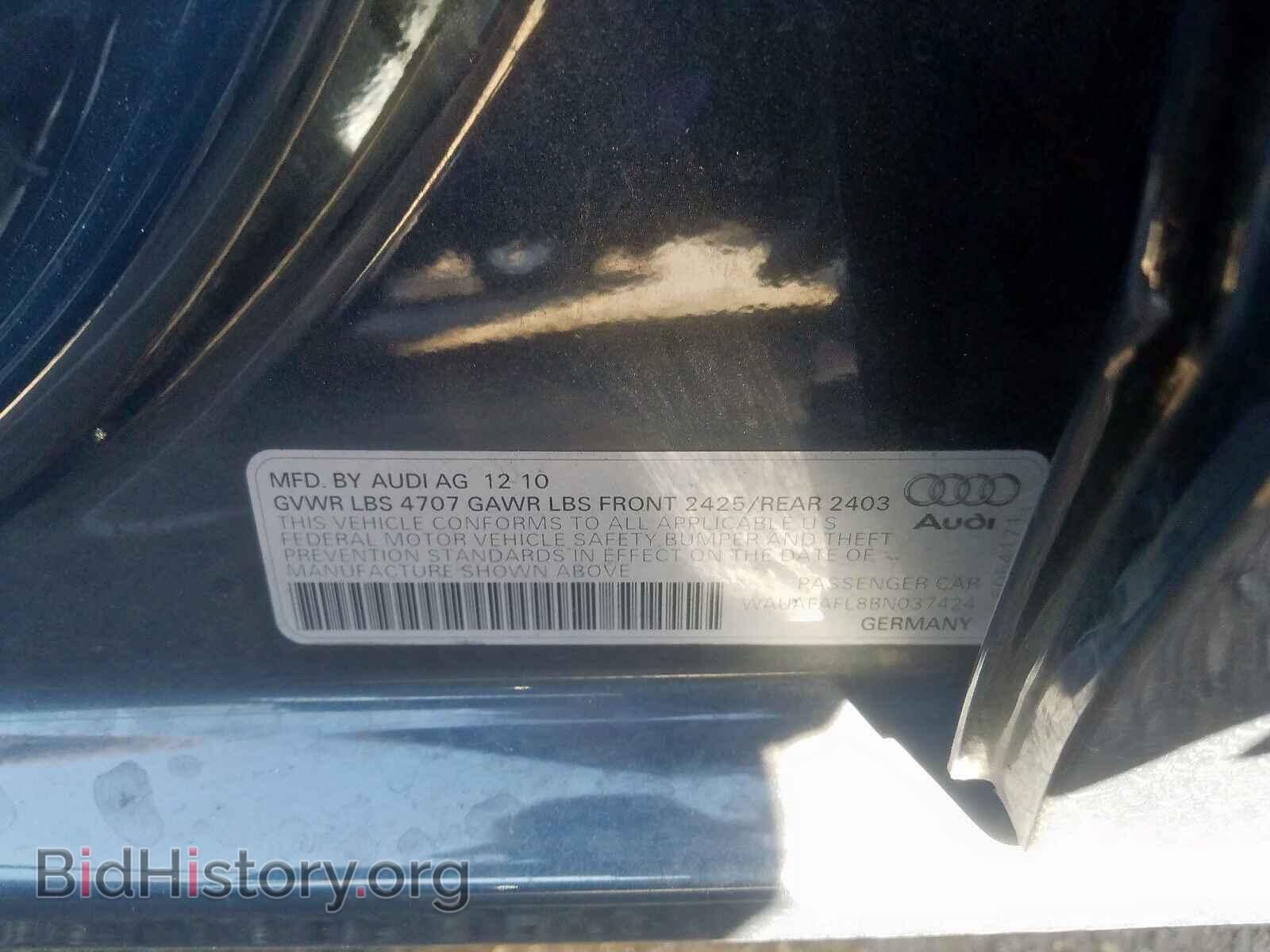 2011 AUDI A4 - VIN: WAUAFAFL8BN037424 - Фото 10