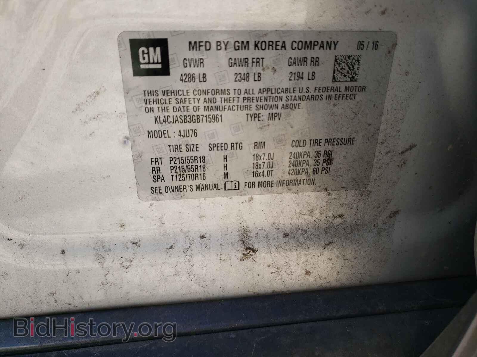 2016 BUICK ENCORE - VIN: KL4CJASB3GB715961 - Фото 10