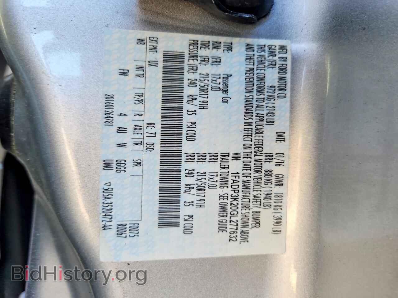 2016 FORD FOCUS - VIN: 1FADP3K20GL277632 - Фото 14