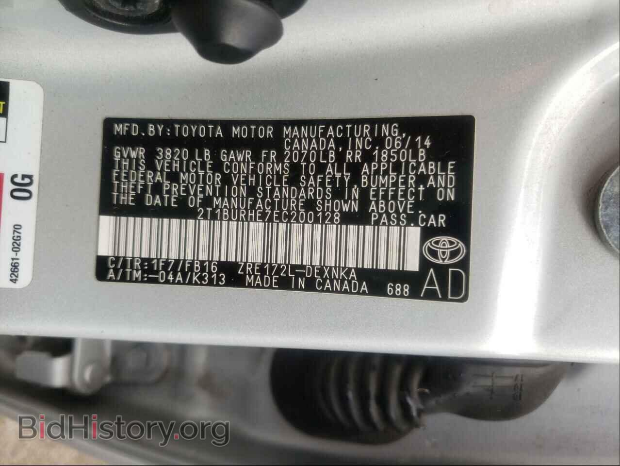 2014 TOYOTA COROLLA - VIN: 2T1BURHE7EC200128 - Фото 10