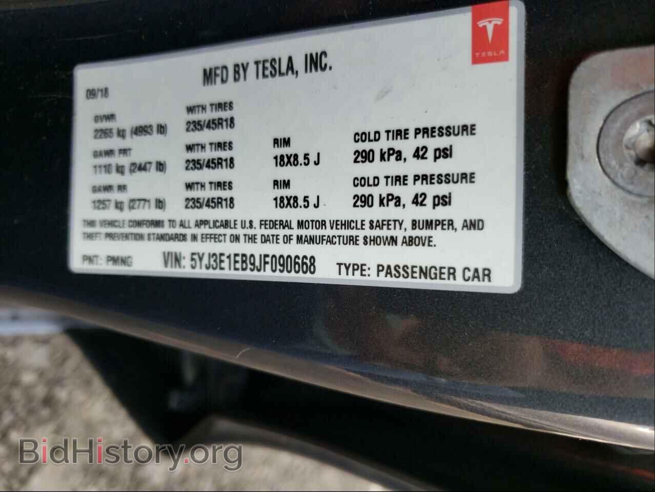 2018 TESLA MODEL 3 - VIN: 5YJ3E1EB9JF090668 - Фото 10