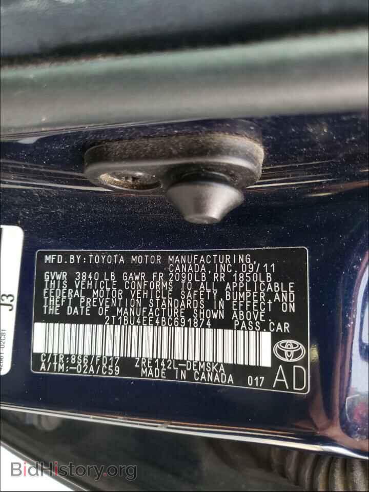 2011 TOYOTA COROLLA - VIN: 2T1BU4EE4BC691874 - Фото 10