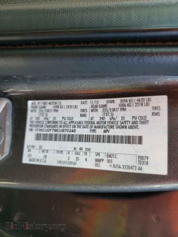 2014 FORD ESCAPE - VIN: 1FMCU0F79EUB70245 - Фото 10
