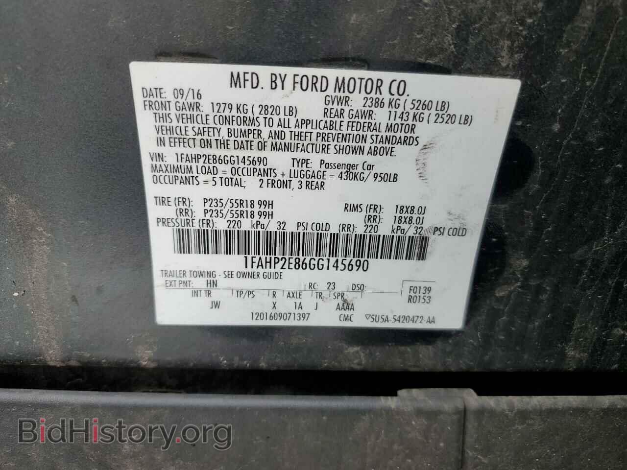 2016 FORD TAURUS - VIN: 1FAHP2E86GG145690 - Фото 10