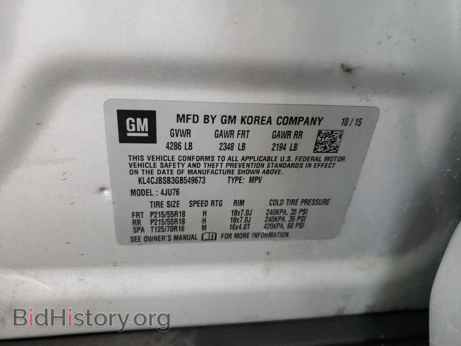 2016 BUICK ENCORE - VIN: KL4CJBSB3GB549673 - Photo 10