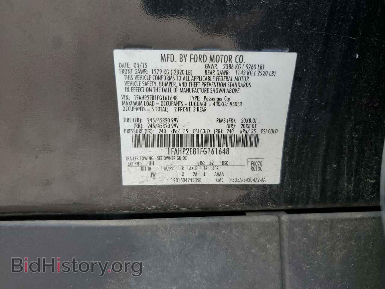 2015 FORD TAURUS - VIN: 1FAHP2E81FG161648 - Фото 12