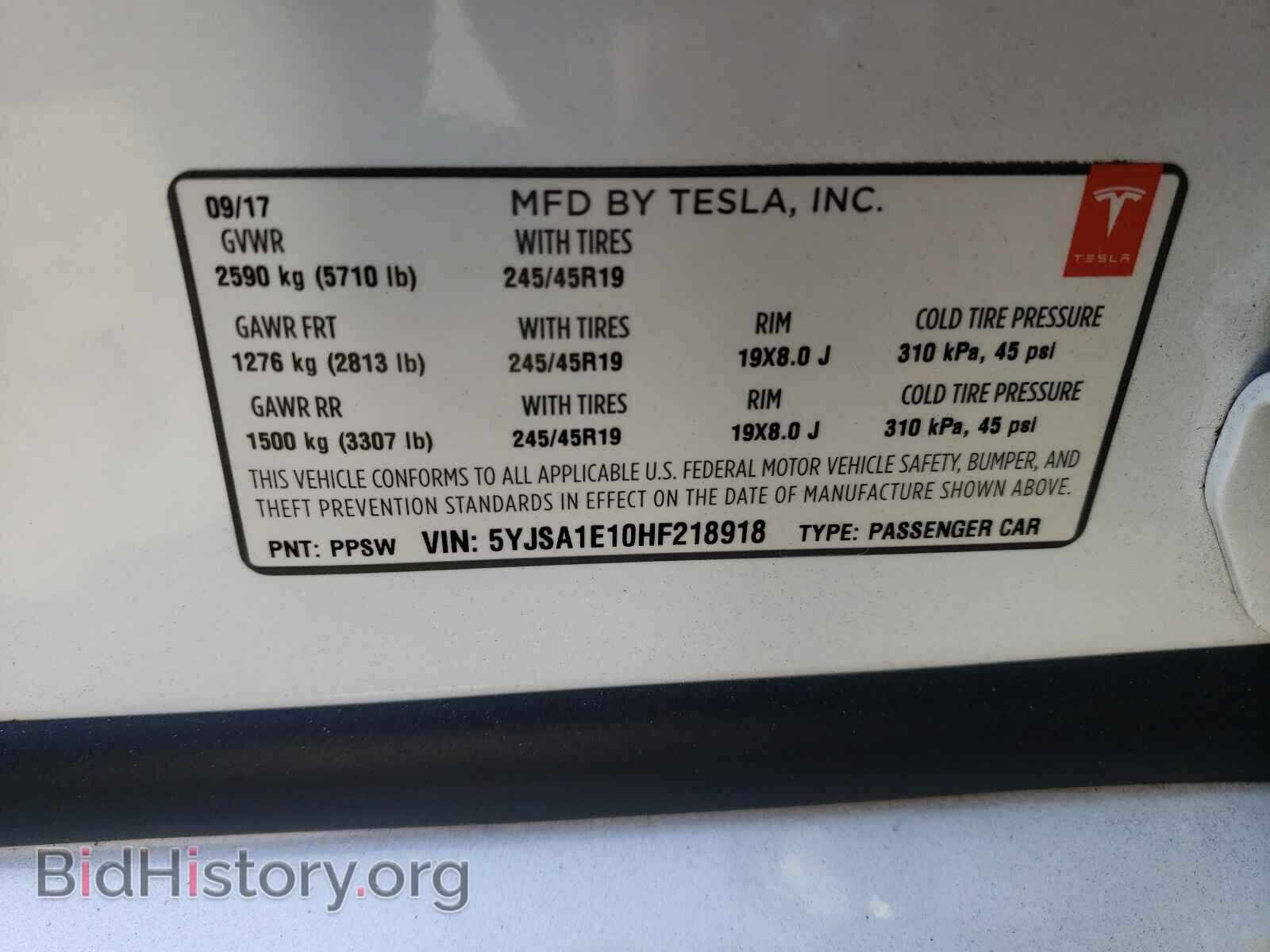 2017 TESLA MODEL S - VIN: 5YJSA1E10HF218918 - Photo 10
