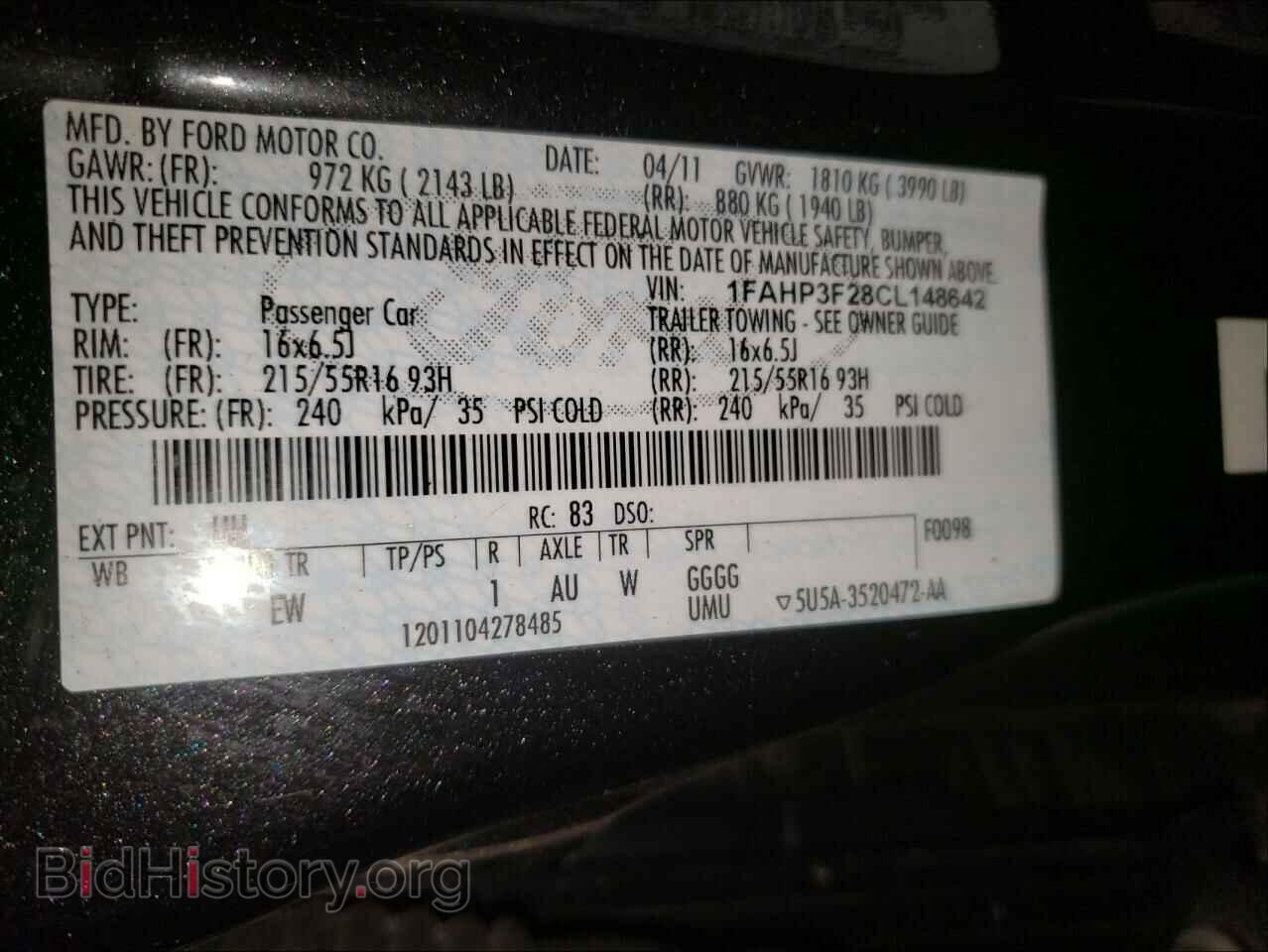 2012 FORD FOCUS - VIN: 1FAHP3F28CL148642 - Фото 10