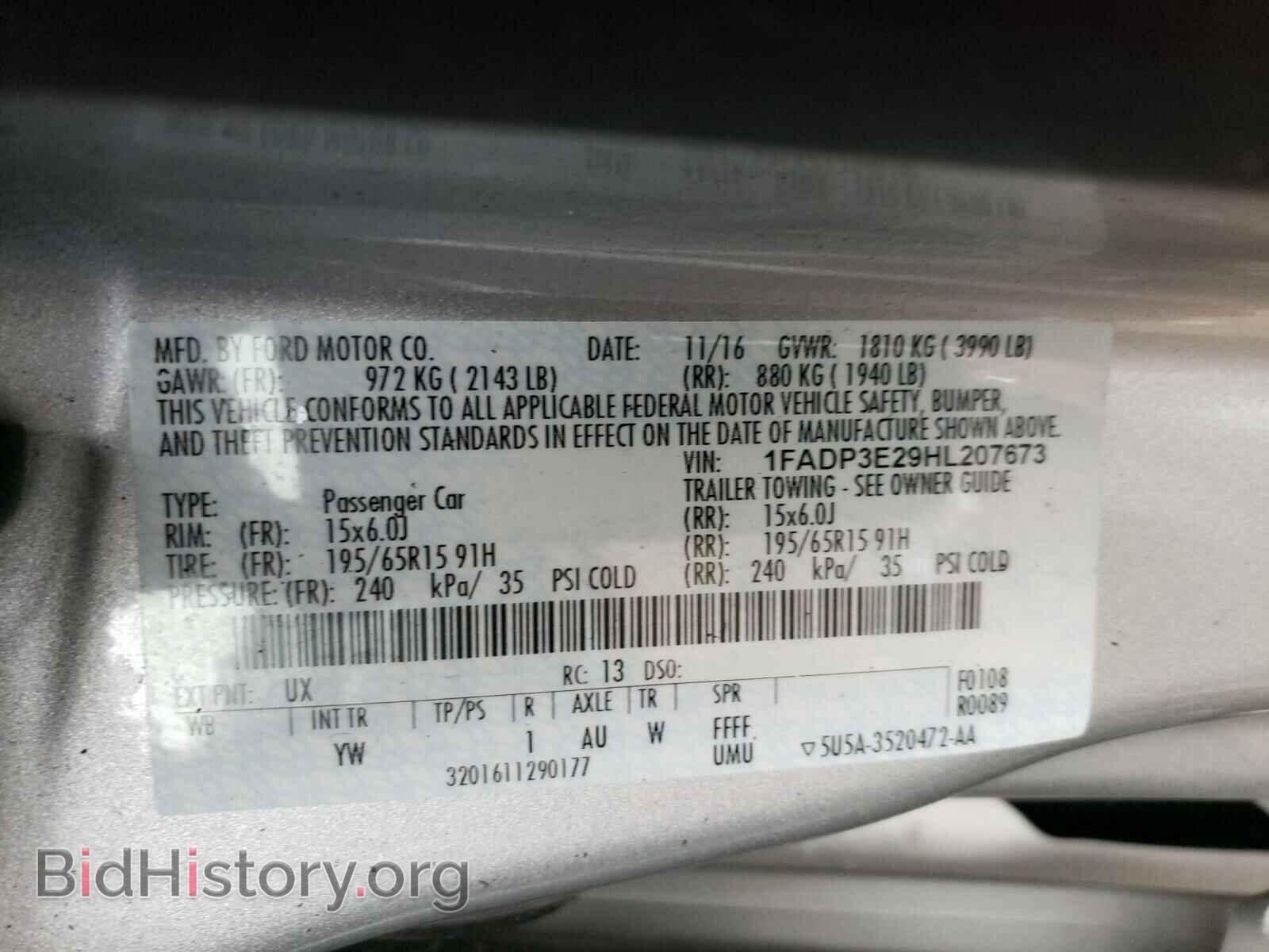 2017 FORD FOCUS - VIN: 1FADP3E29HL207673 - Фото 10