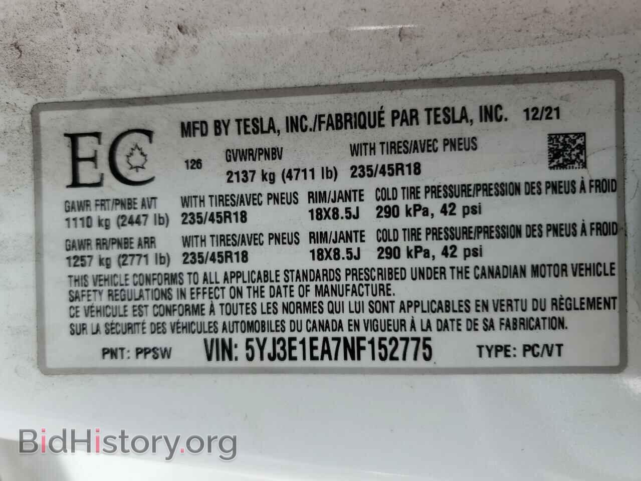 2022 TESLA MODEL 3 - VIN: 5YJ3E1EA7NF152775 - Photo 12