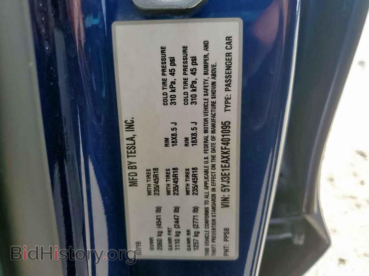 2019 TESLA MODEL 3 - VIN: 5YJ3E1EAXKF401095 - Photo 12