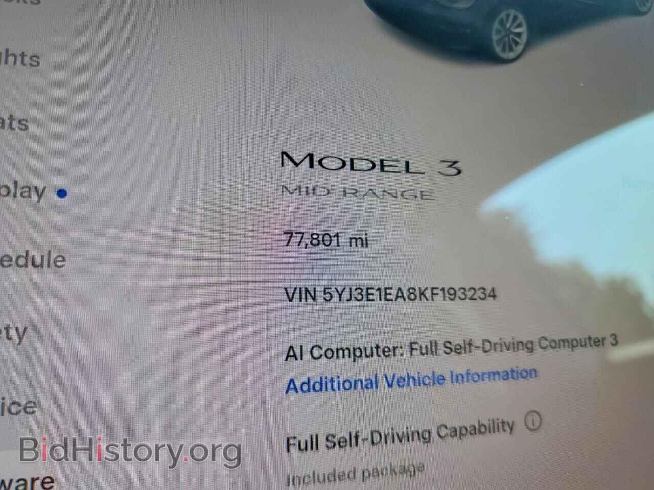 2019 TESLA MODEL 3 - VIN: 5YJ3E1EA8KF193234 - Фото 9
