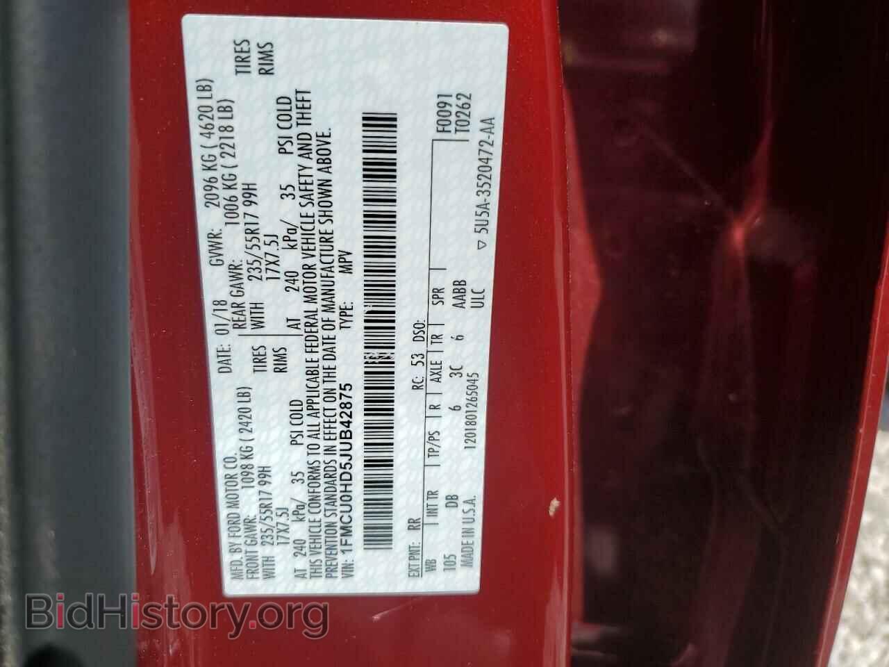 2018 FORD ESCAPE - VIN: 1FMCU0HD5JUB42875 - Фото 13