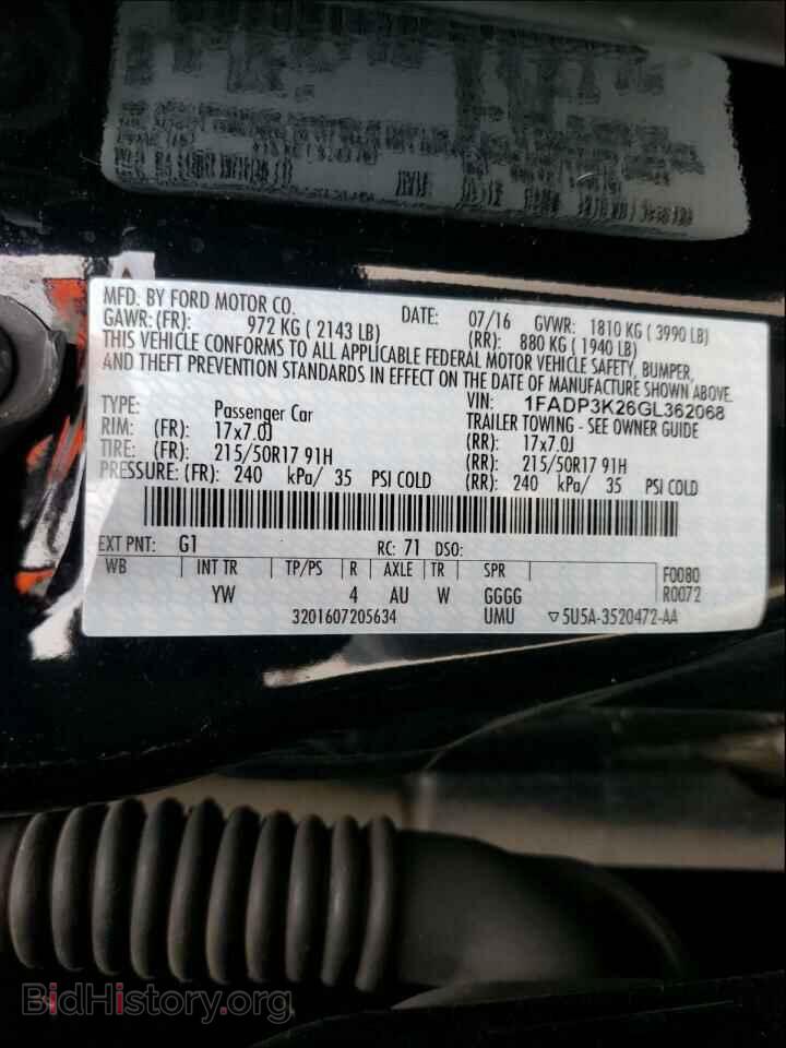 2016 FORD FOCUS - VIN: 1FADP3K26GL362068 - Фото 10