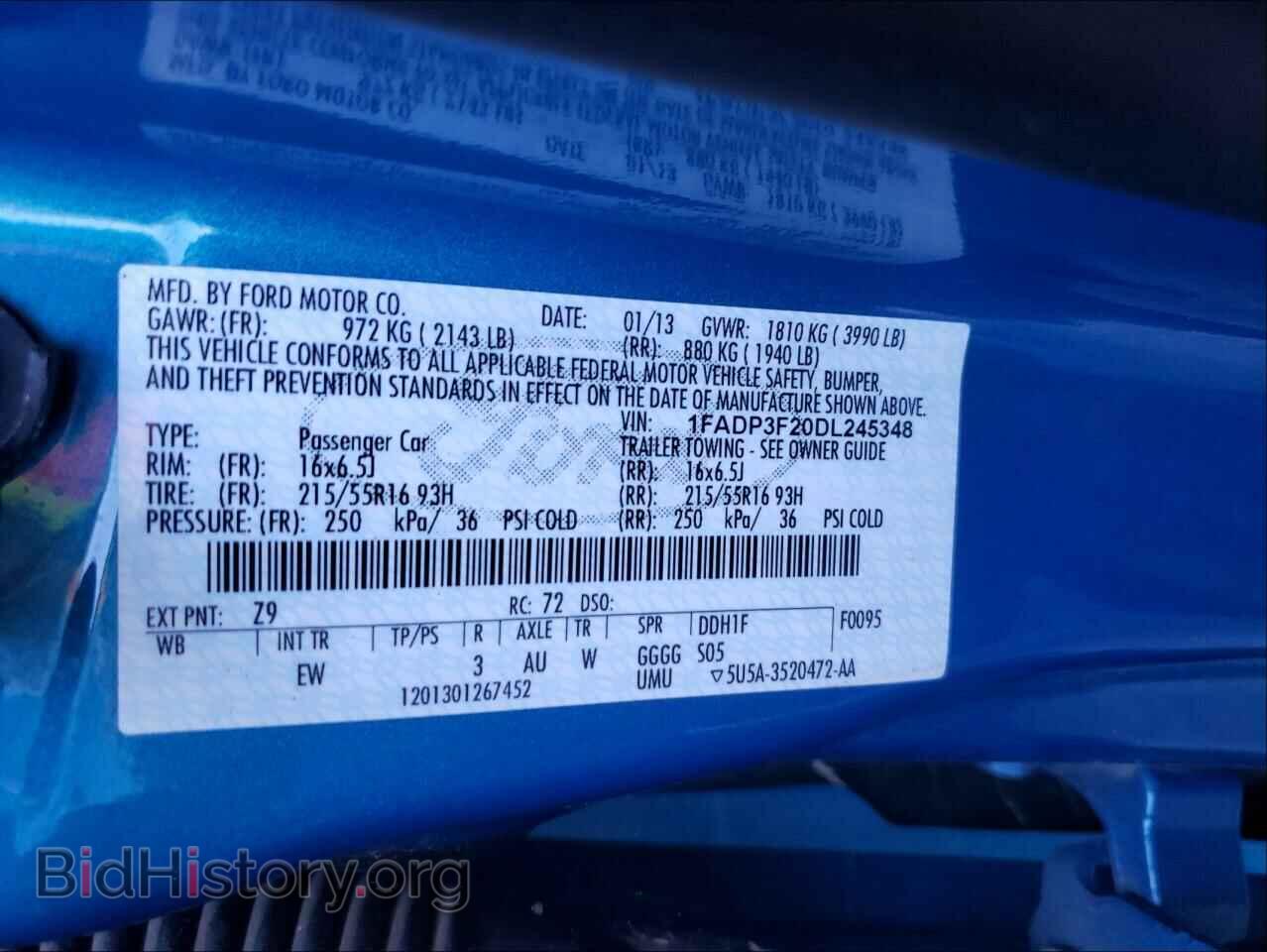 2013 FORD FOCUS - VIN: 1FADP3F20DL245348 - Фото 10