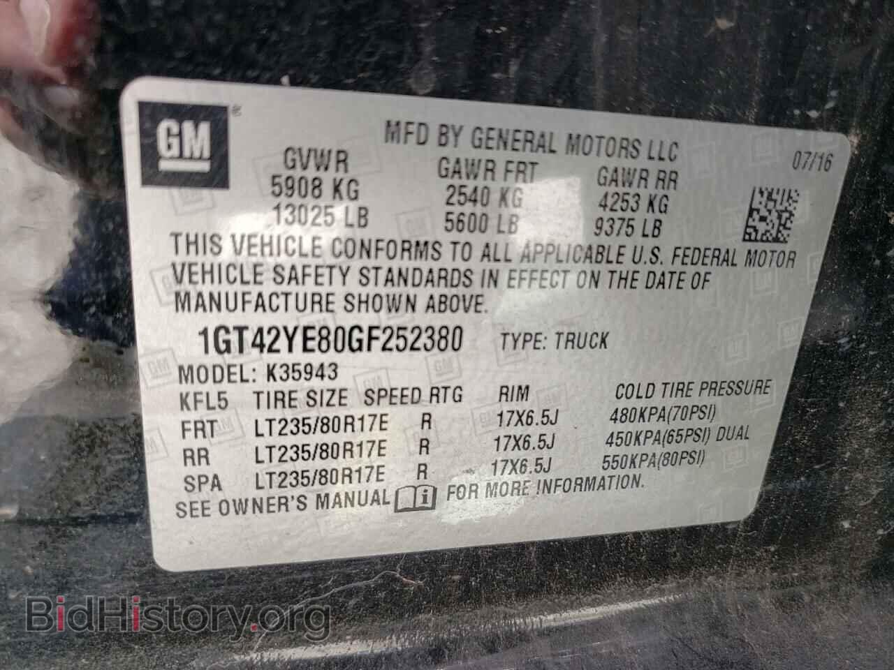 2016 GMC SIERRA - VIN: 1GT42YE80GF252380 - Фото 12