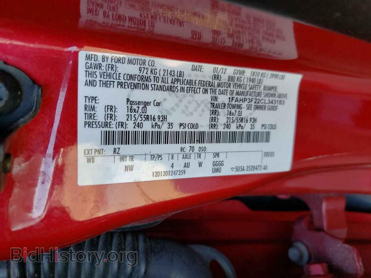 2012 FORD FOCUS - VIN: 1FAHP3F22CL343183 - Фото 10