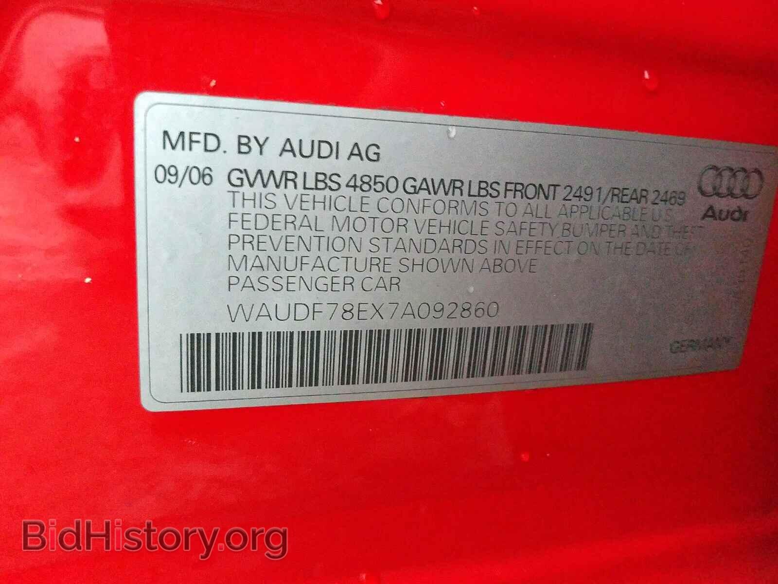 2007 AUDI A4 - VIN: WAUDF78EX7A092860 - Фото 10