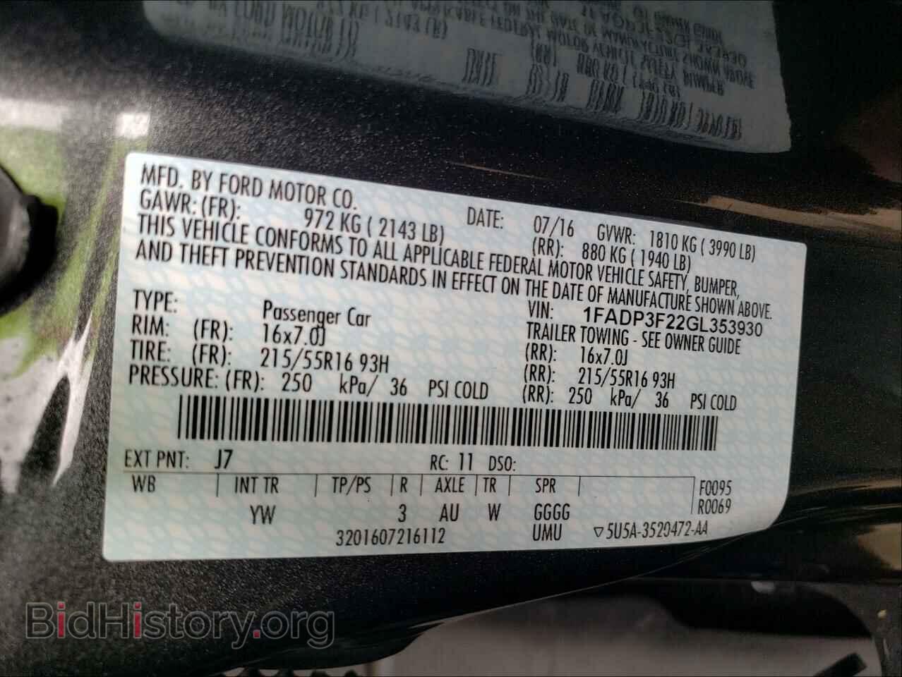 2016 FORD FOCUS - VIN: 1FADP3F22GL353930 - Фото 10