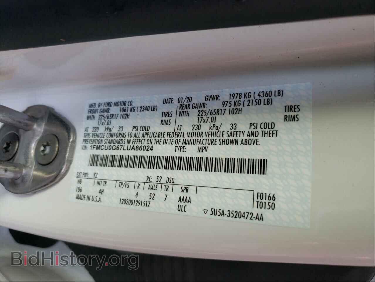 2020 FORD ESCAPE - VIN: 1FMCU0G67LUA86024 - Photo 10