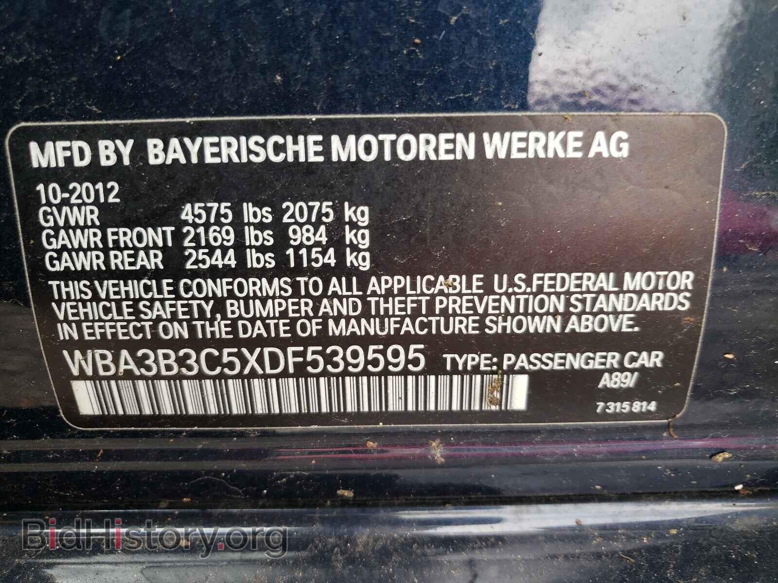 2013 BMW 3 SERIES - VIN: WBA3B3C5XDF539595 - Фото 10