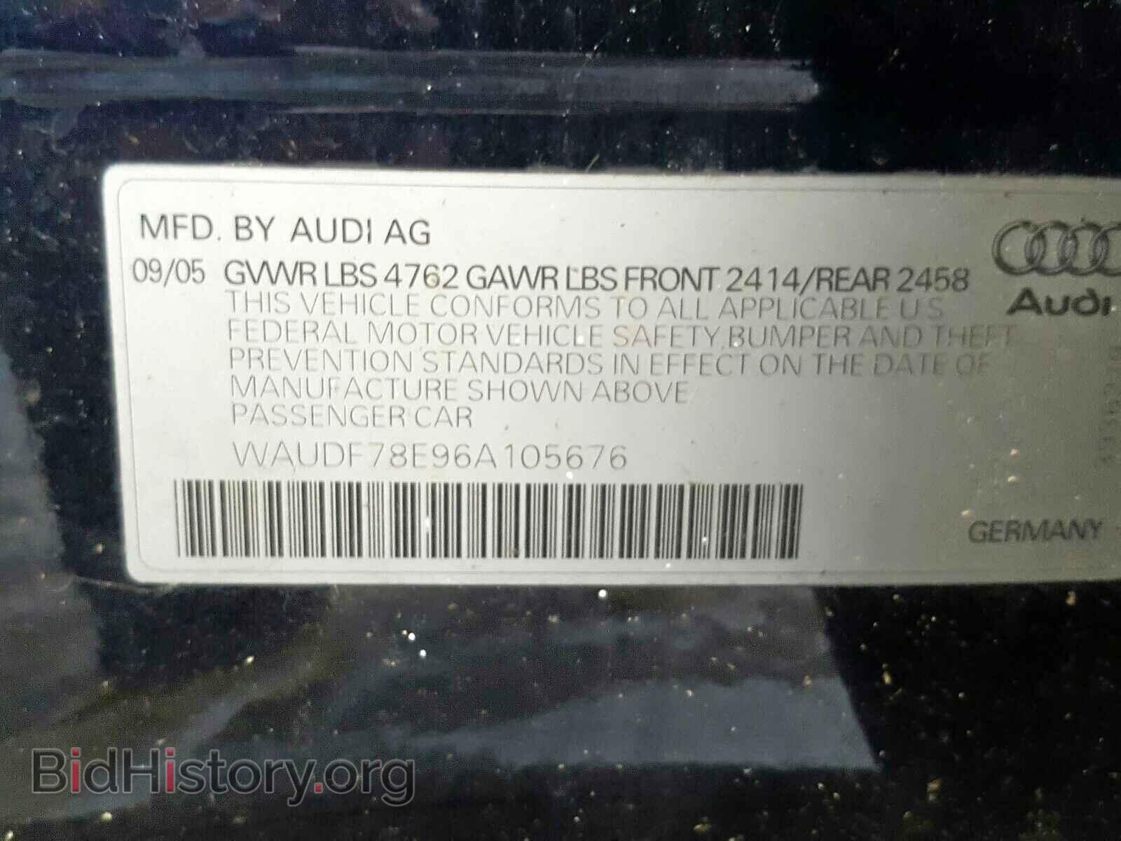 2006 AUDI A4 - VIN: WAUDF78E96A105676 - Фото 10