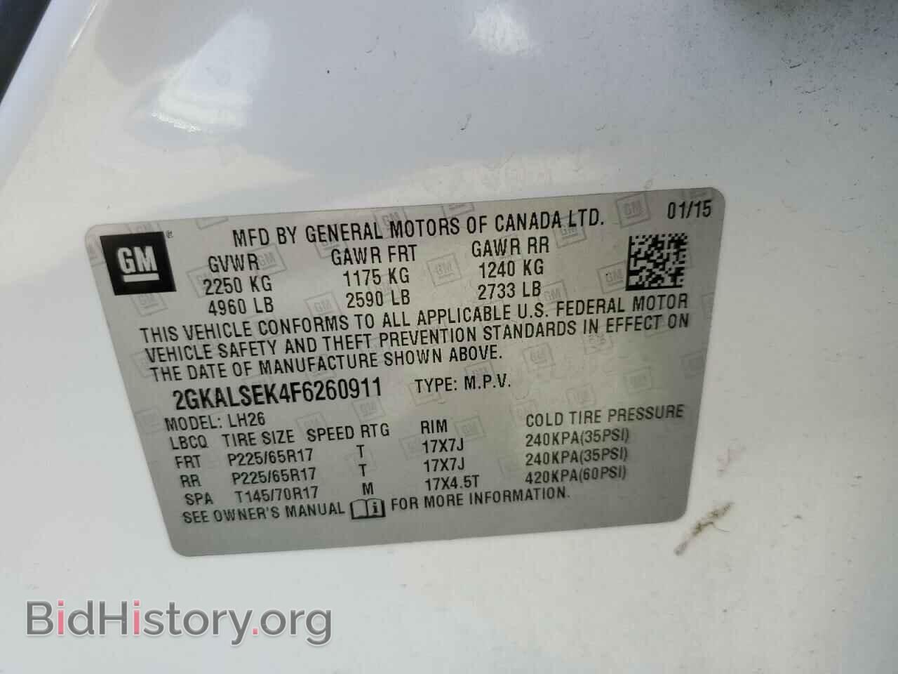 2015 GMC TERRAIN - VIN: 2GKALSEK4F6260911 - Photo 10