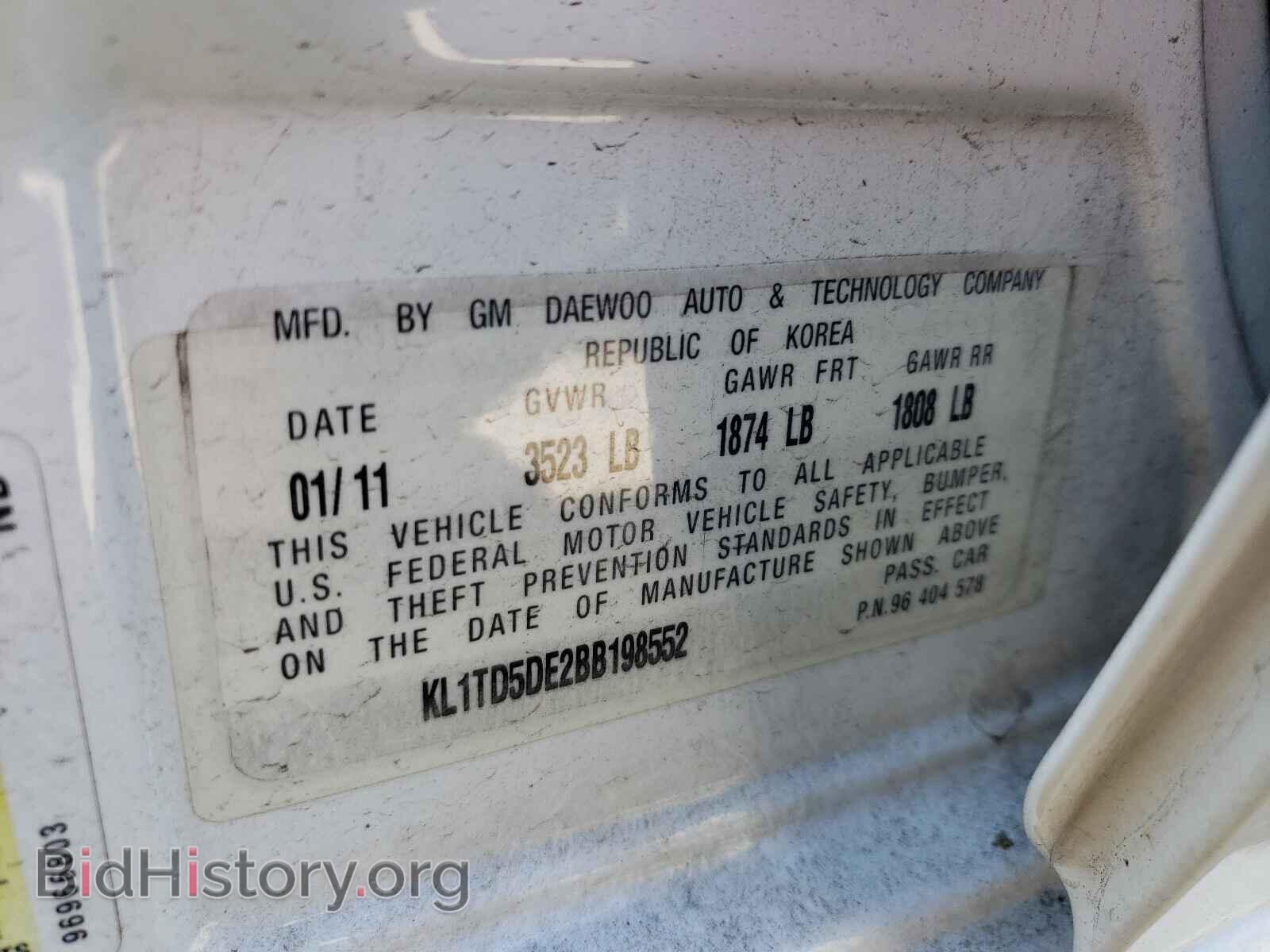 2011 CHEVROLET AVEO - VIN: KL1TD5DE2BB198552 - Фото 10