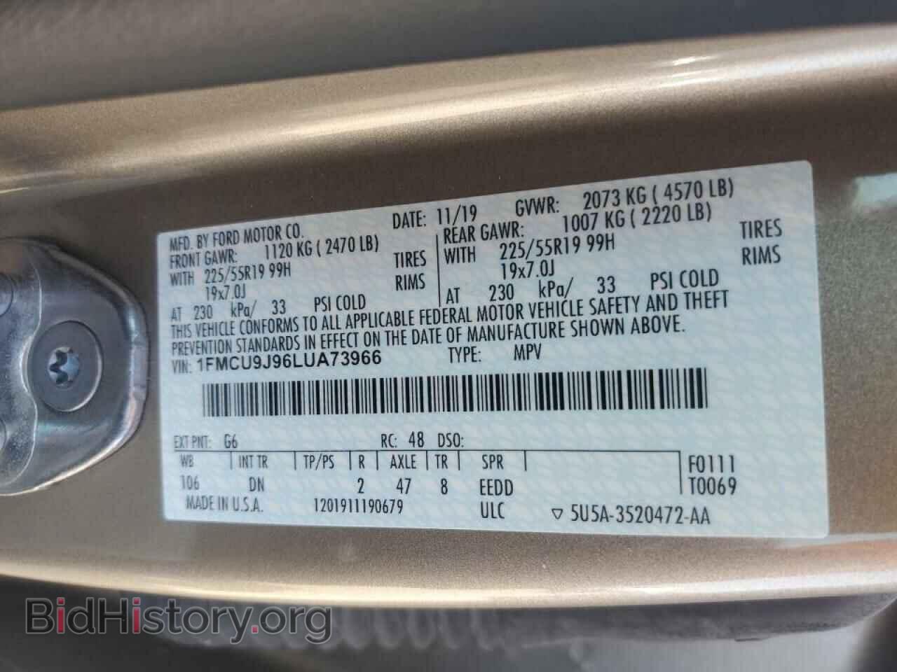 2020 FORD ESCAPE - VIN: 1FMCU9J96LUA73966 - Photo 12