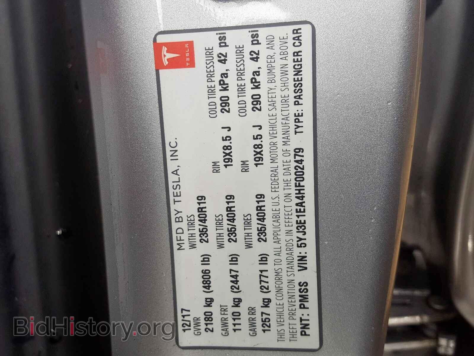 2017 TESLA MODEL 3 - VIN: 5YJ3E1EA4HF002479 - Photo 10