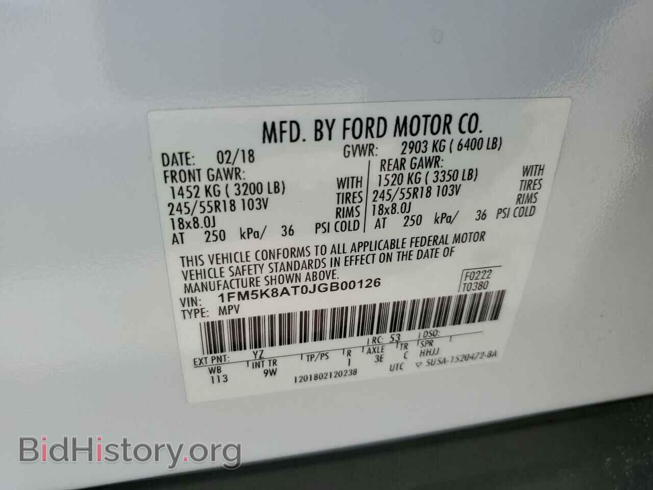 2018 FORD EXPLORER - VIN: 1FM5K8AT0JGB00126 - Photo 13