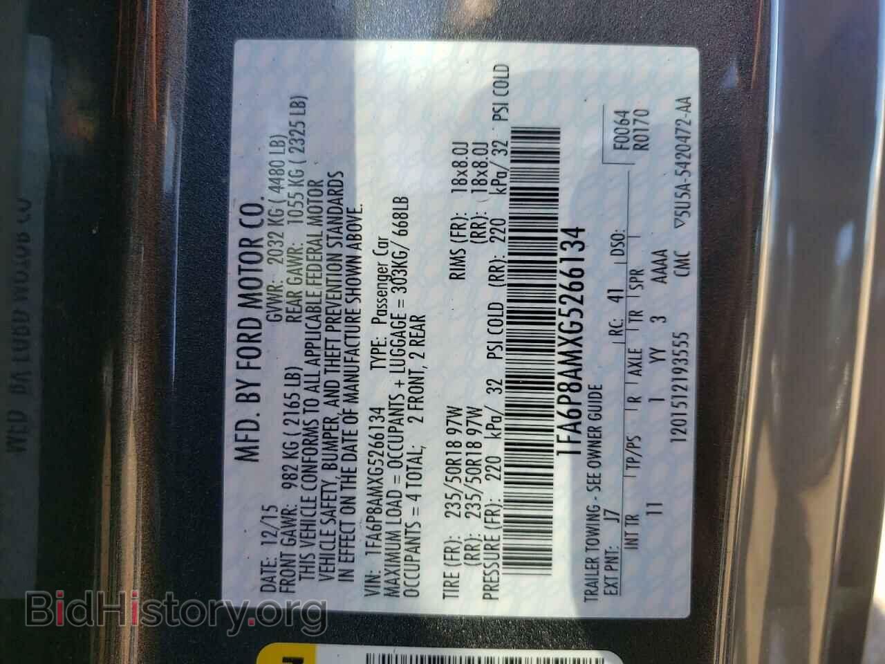 2016 FORD MUSTANG - VIN: 1FA6P8AMXG5266134 - Фото 10