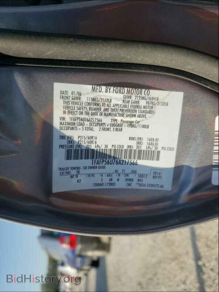 2006 FORD TAURUS - VIN: 1FAFP56U76A217566 - Photo 10