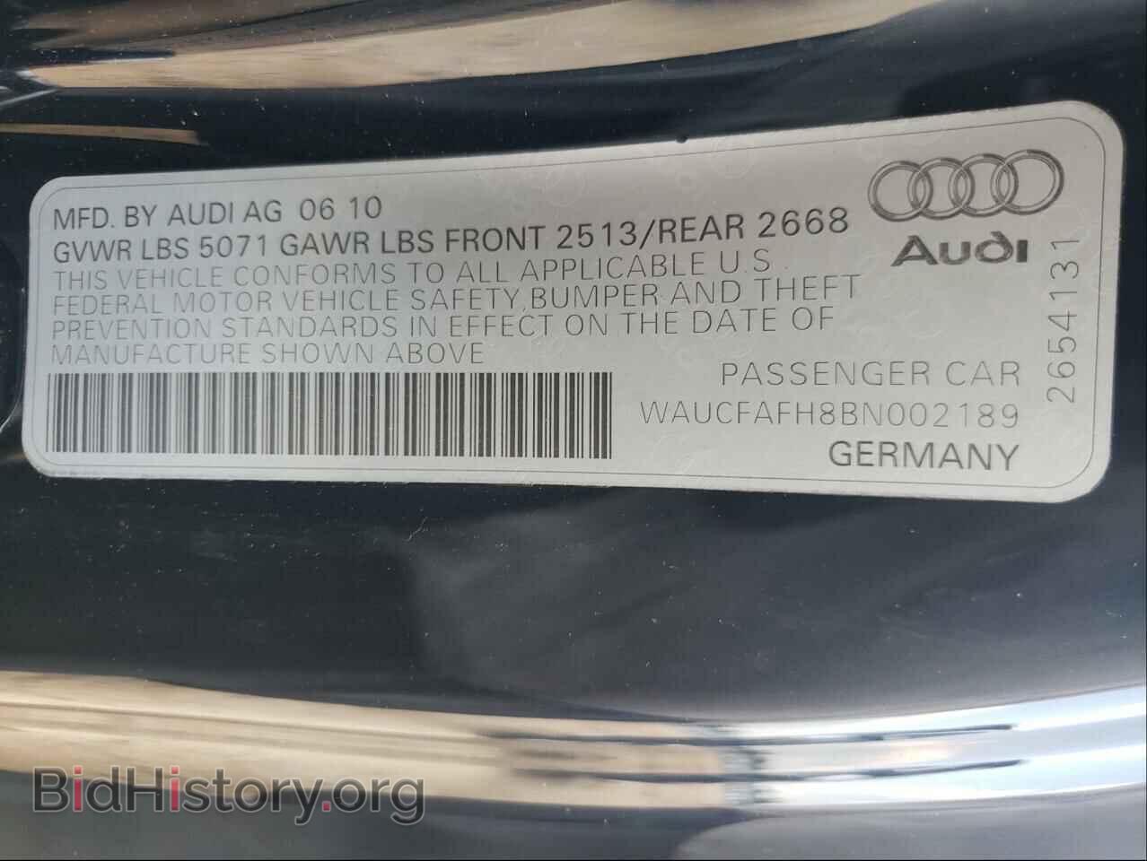 2011 AUDI A5 - VIN: WAUCFAFH8BN002189 - Фото 10