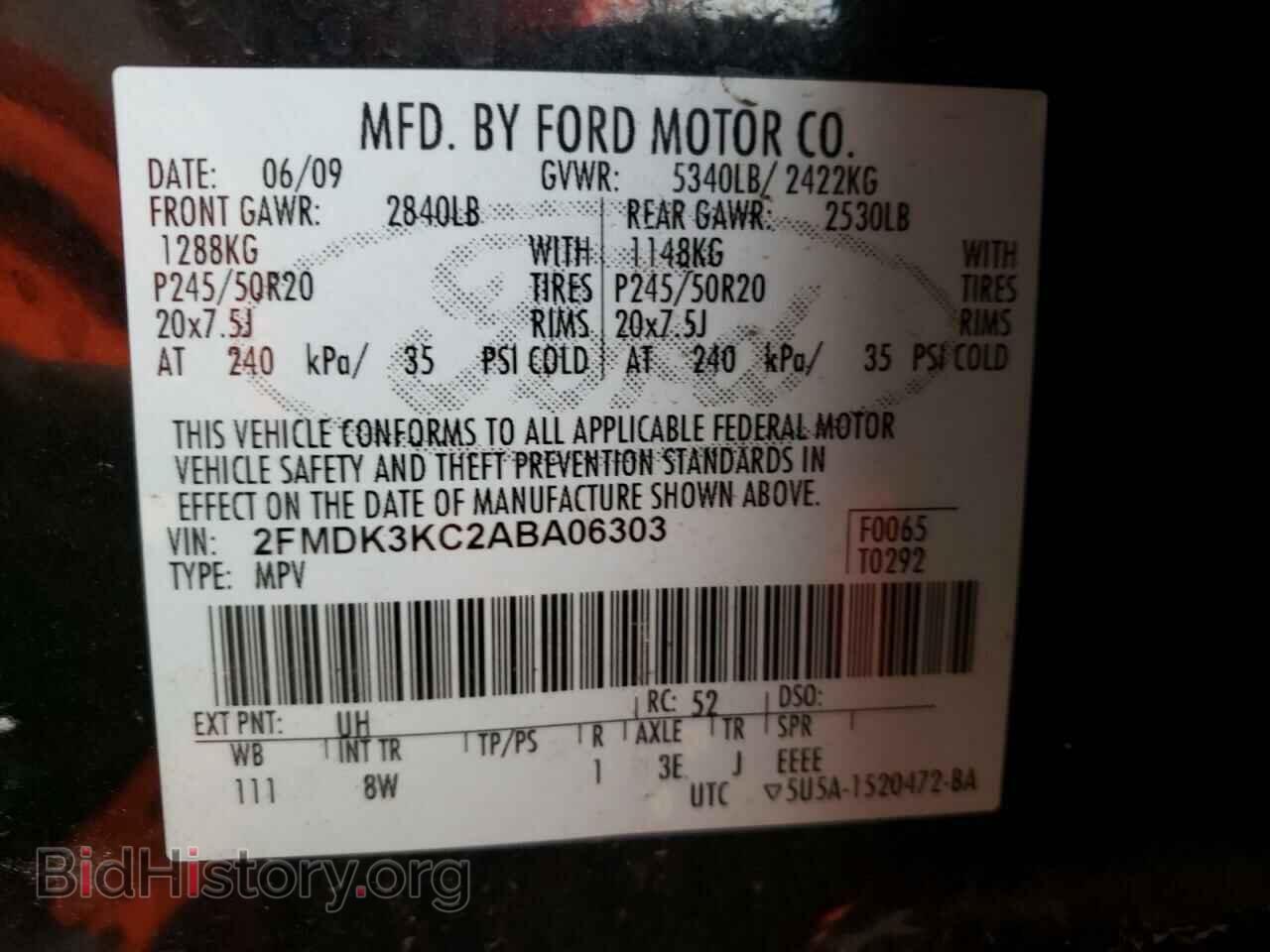 2010 FORD EDGE - VIN: 2FMDK3KC2ABA06303 - Фото 10
