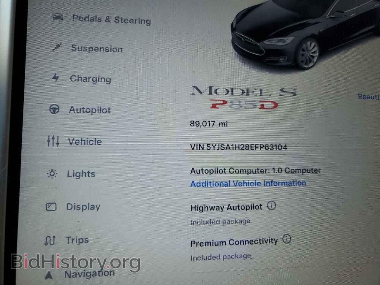2014 TESLA MODEL S - VIN: 5YJSA1H28EFP63104 - Photo 9