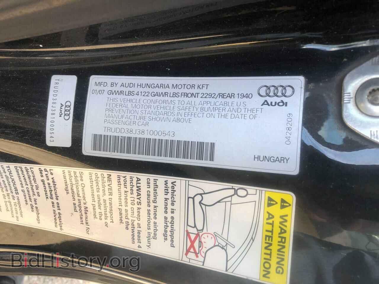 2008 AUDI TT - VIN: TRUDD38J381000543 - Фото 10