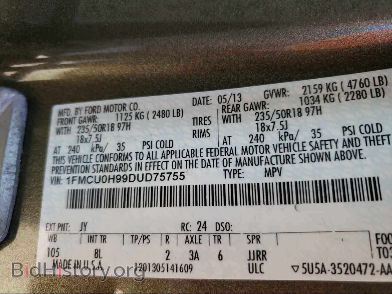 2013 FORD ESCAPE - VIN: 1FMCU0H99DUD75755 - Photo 10