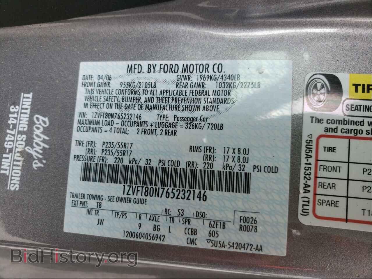 2006 FORD MUSTANG - VIN: 1ZVFT80N765232146 - Фото 10