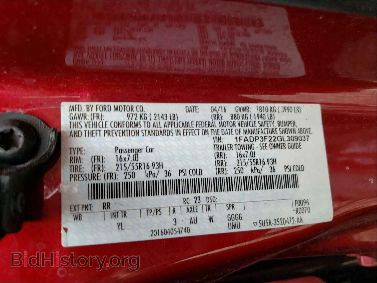 2016 FORD FOCUS - VIN: 1FADP3F22GL309037 - Фото 10