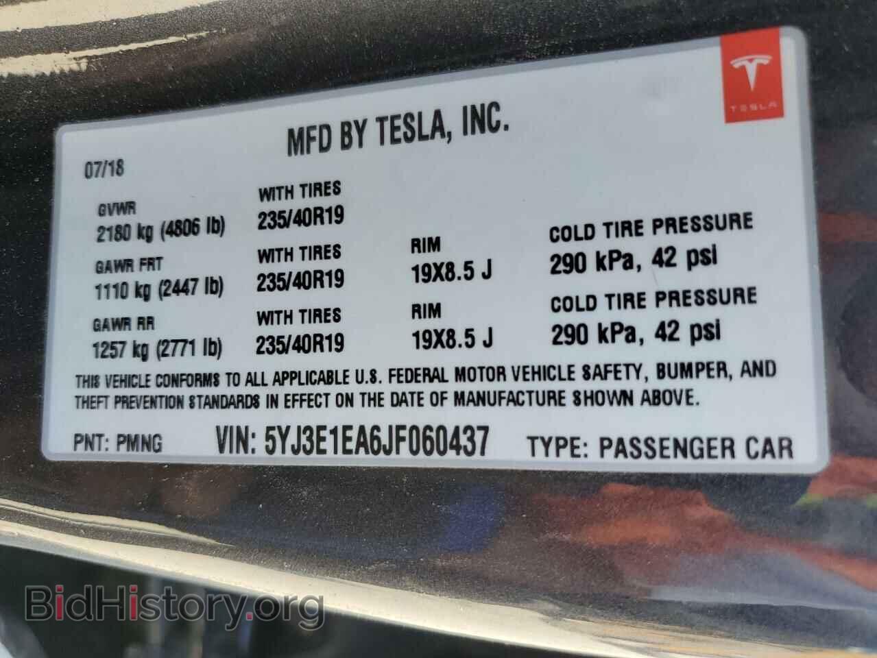 2018 TESLA MODEL 3 - VIN: 5YJ3E1EA6JF060437 - Фото 10