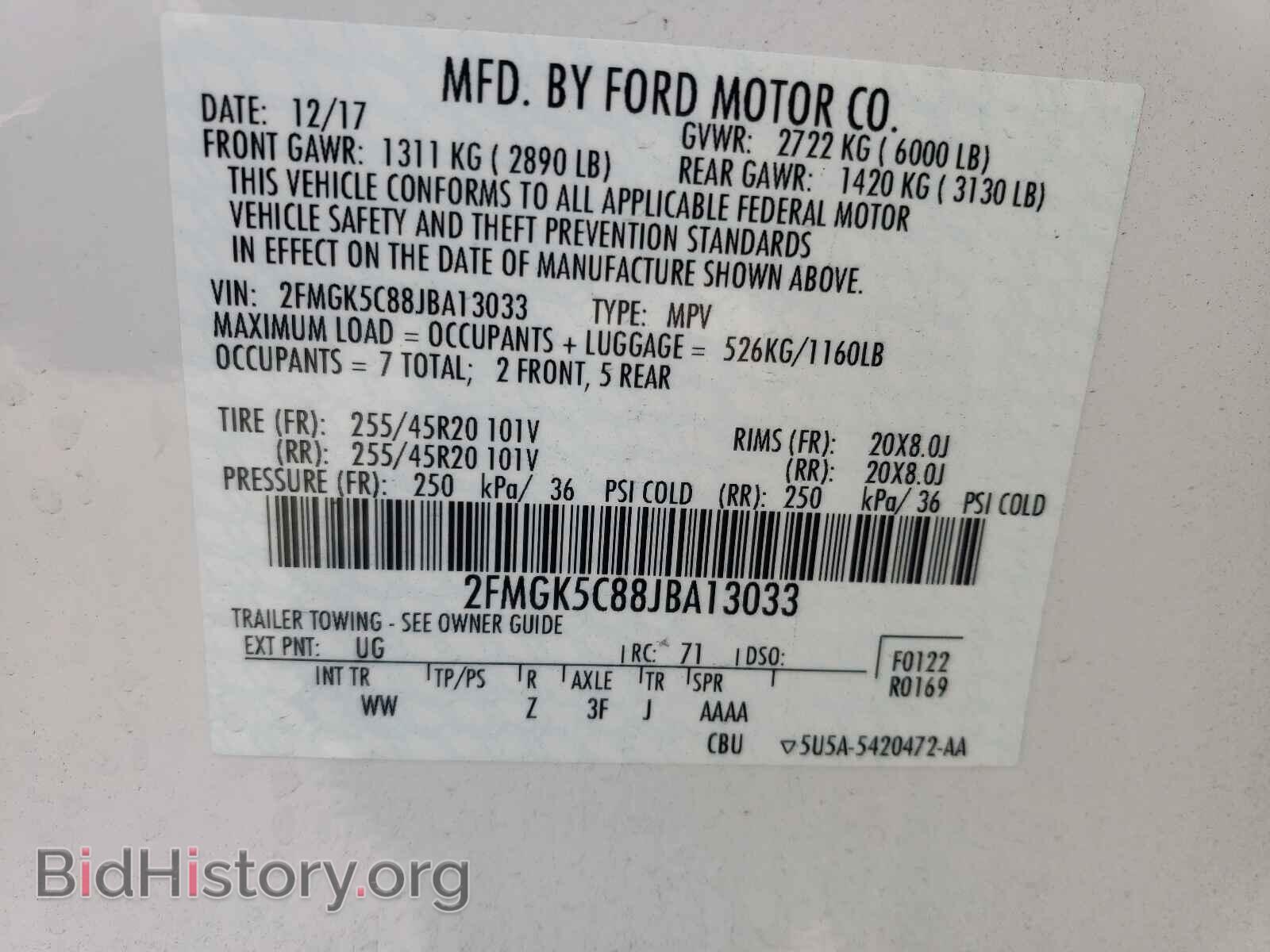 2018 FORD FLEX - VIN: 2FMGK5C88JBA13033 - Photo 10