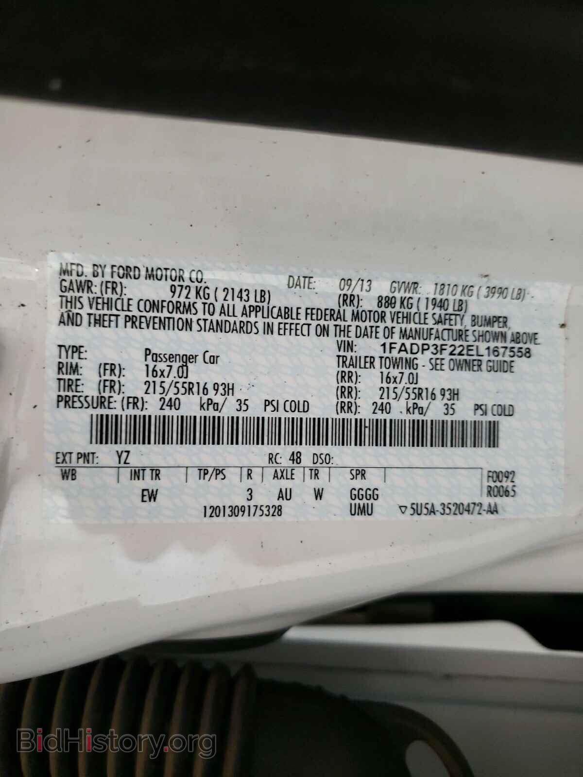 2014 FORD FOCUS - VIN: 1FADP3F22EL167558 - Фото 10