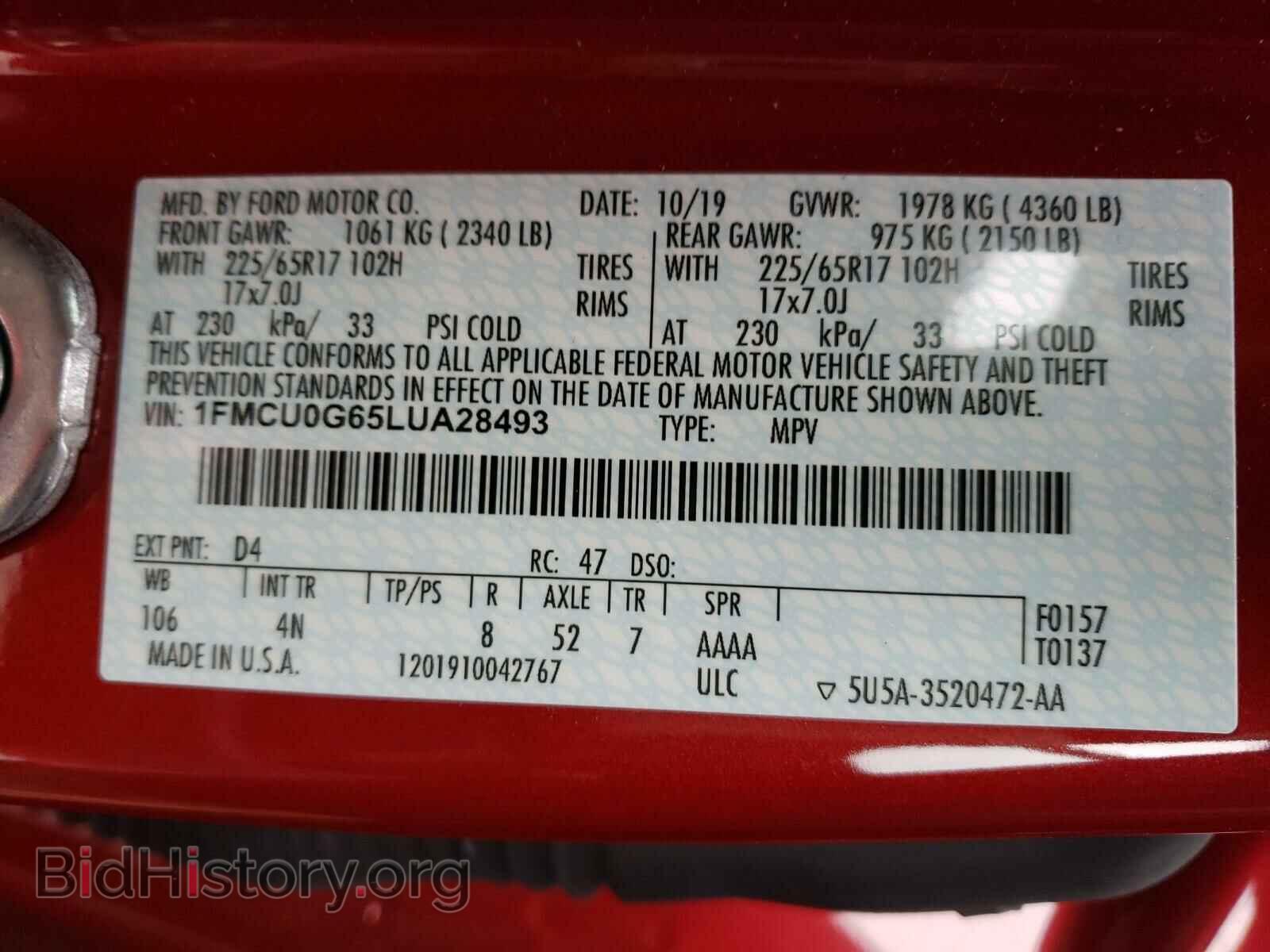 2020 FORD ESCAPE - VIN: 1FMCU0G65LUA28493 - Photo 10